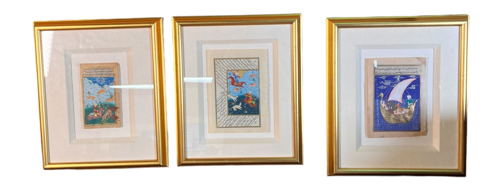 C. 19TH SET OF THREE PERSIAN HANDPAINED PAGES (1 of 7)