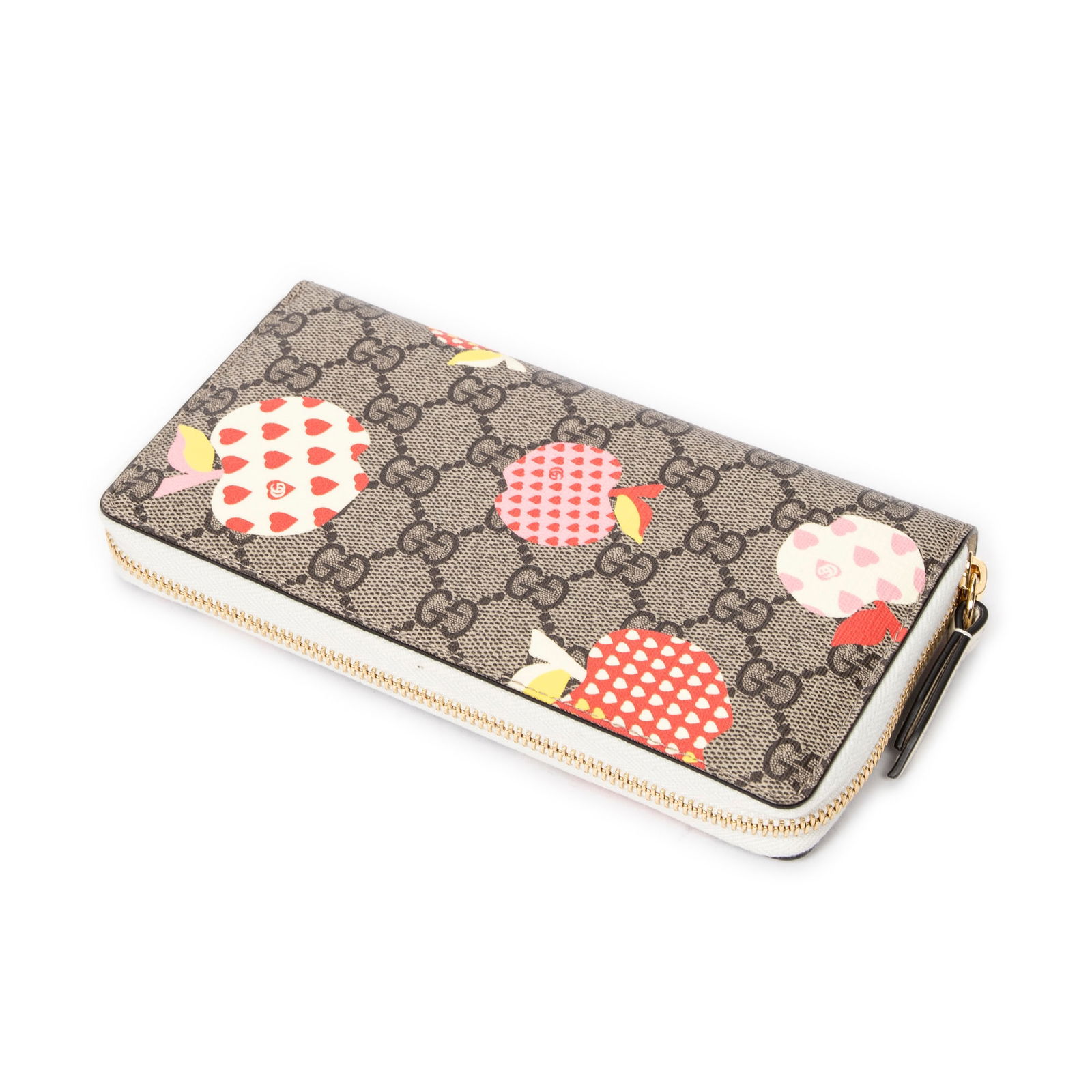 Gucci Zip Around Wallet Beige/White Apple Heart Pr (1 of 4)