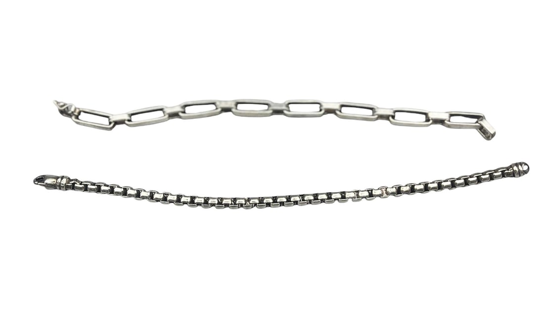TWO STERLING SILVER CHAIN BRACELETS (1 of 2)