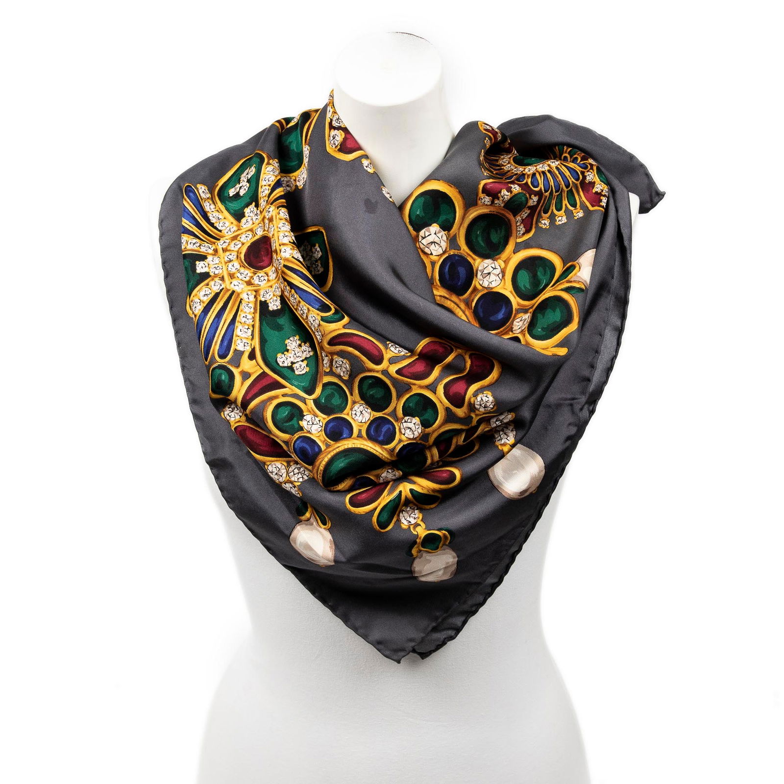 Chanel Scarf Gray/Gold/Green/Maroon/Blue (1 of 3)