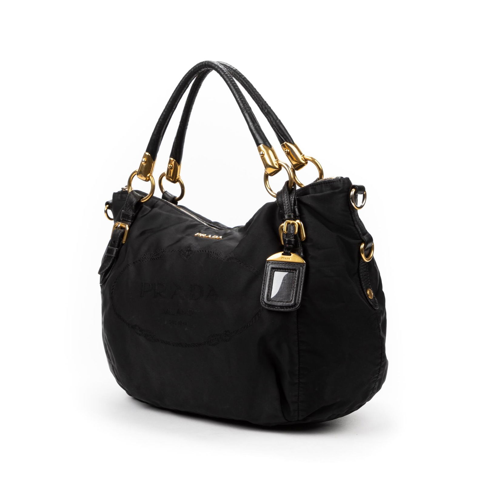 Prada,Tessuto Jacquard Hobo Black Nylon Canvas (1 of 7)