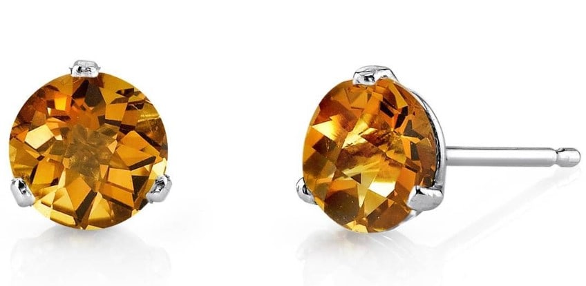 Round 3.50 ct Natural Citrine Stud Earrings (1 of 1)