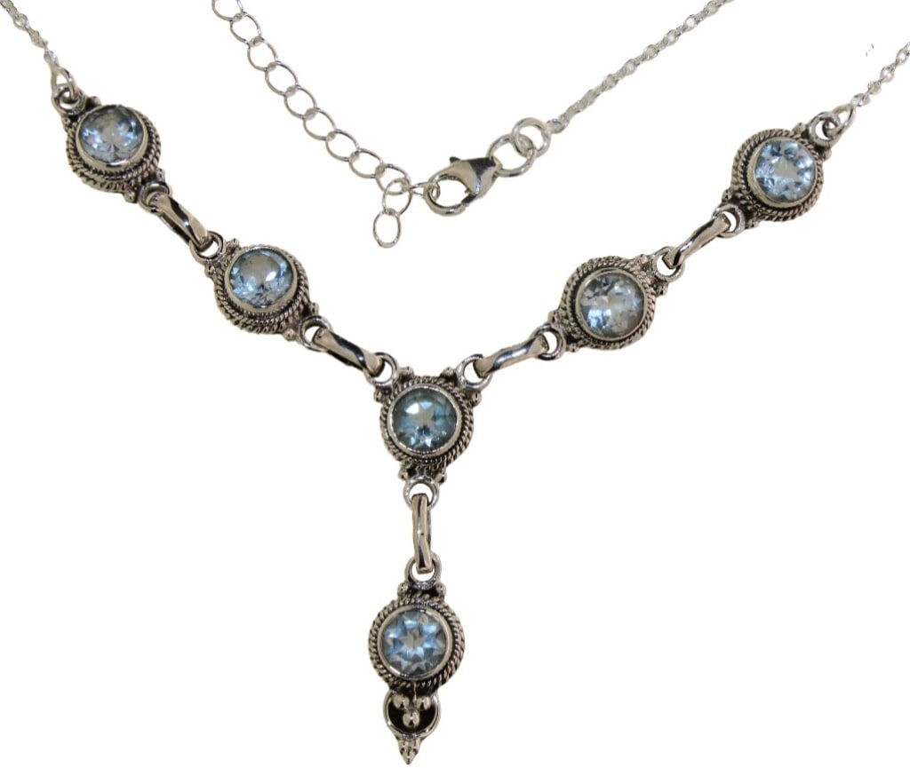 Genuine 6.85 ct Sky Blue Topaz Necklace (1 of 1)