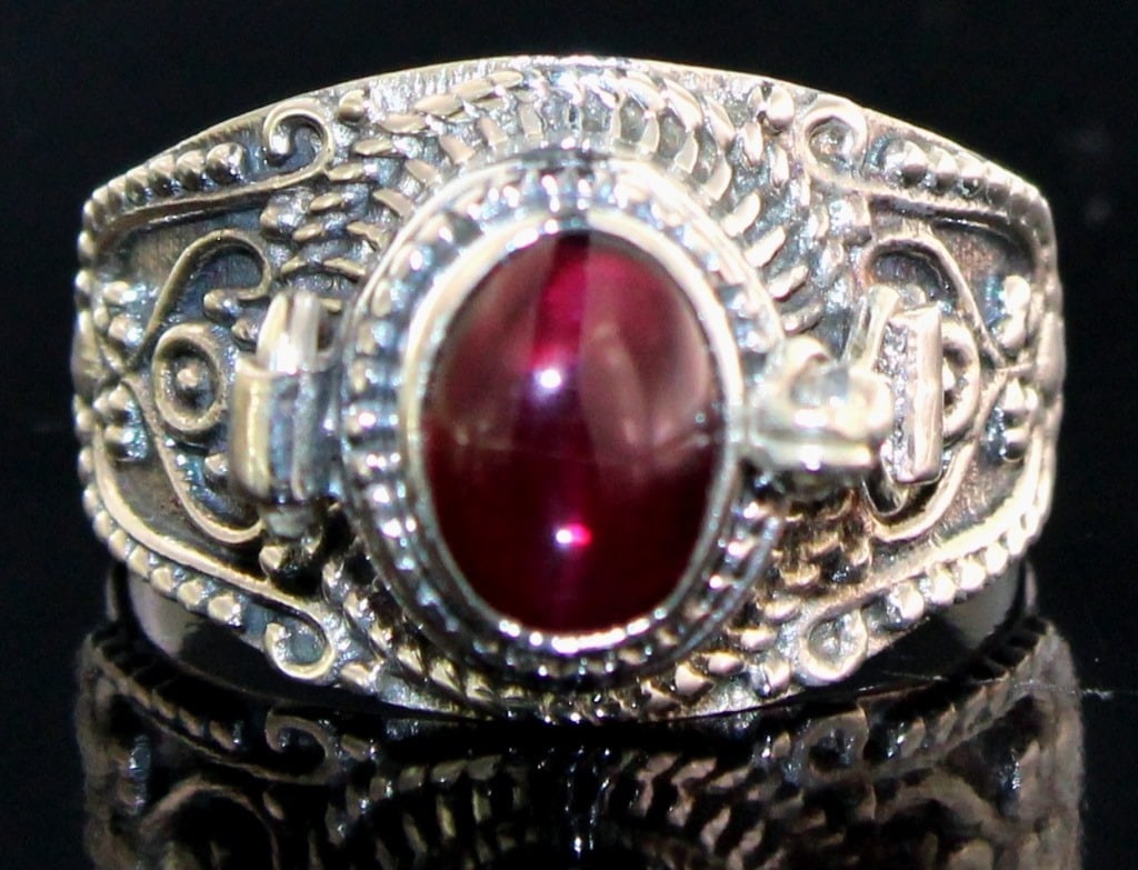 Antique Style Natural Garnet Poison Ring (1 of 3)