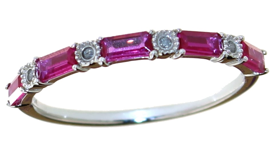 10kt Gold Elegant Baguette Ruby & Diamond Ring (1 of 1)