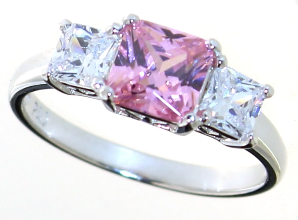 Princess Cut 1.50 ct Pink & White Topaz Ring (1 of 1)