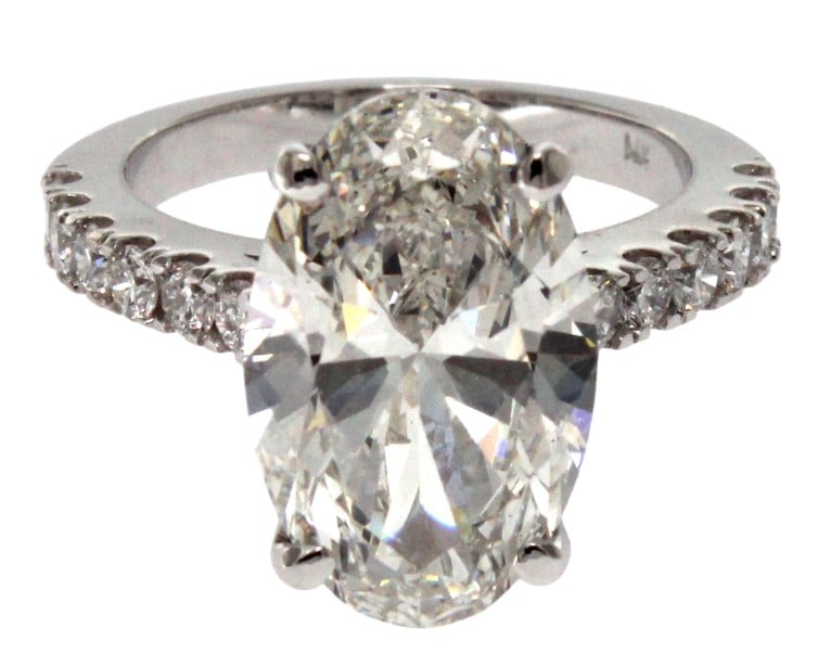 14k Gold 6.32 ct Oval Cut Lab Diamond Ring (1 of 4)
