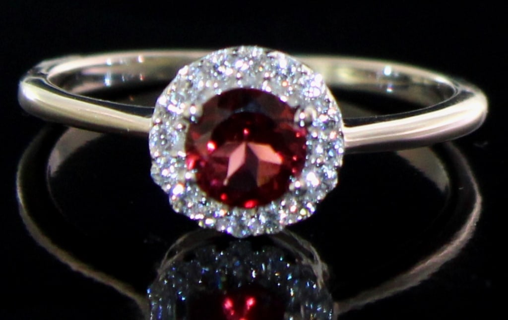 Genuine Garnet Halo Designer Ring (1 of 1)