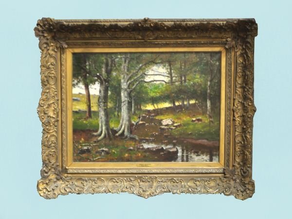 MAX WEYL "VIRGINIA LANDSCAPE" OIL ON CANVAS PAINTI: MAX WEYL "VIRGINIA LANDSCAPE" OIL ON CANVAS PAINTING, SIGNED AND DATED, CIRCA 1898. Height: 38 1/2 and 23 1/2 in. by Width: 43 and 32 in. by Depth: 4 in.