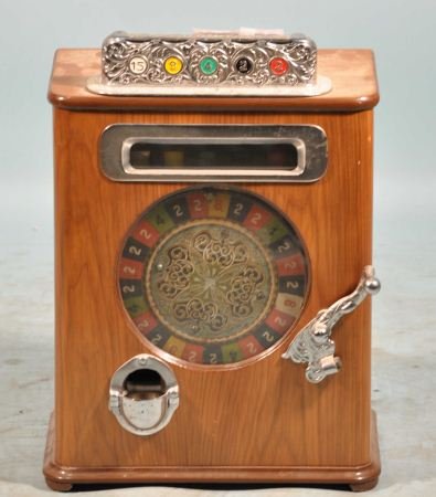 SLOT MACHINE: SLOT MACHINE Height: 21 in. by Width: 16 in. by Depth: 9