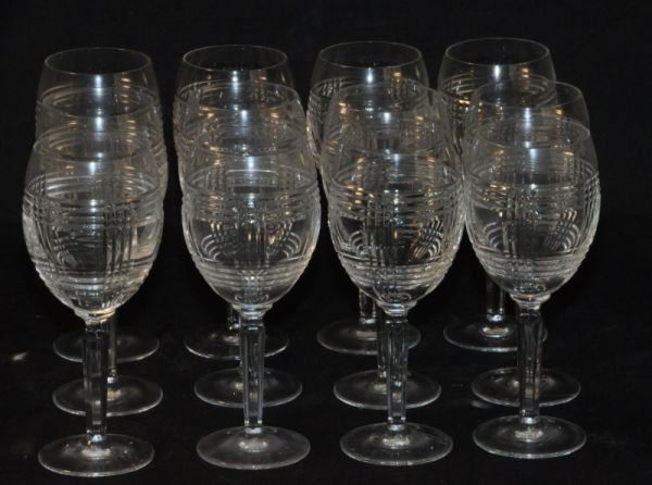 SET OF 12 RALPH LAUREN "GLEN PLAID" RED WINE GLASS: SET OF 12 RALPH LAUREN "GLEN PLAID" RED WINE GLASSES Height: 8 1/2 in. by Width: 3 1/2 in. by Depth: 3 1/2 in.