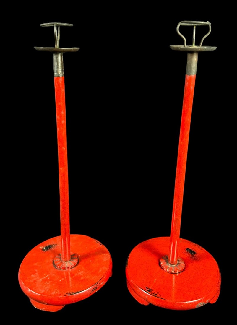 PAIR OF 19th CENTURY JAPANESE FLOOR CANDLESTICKS (1 of 3)