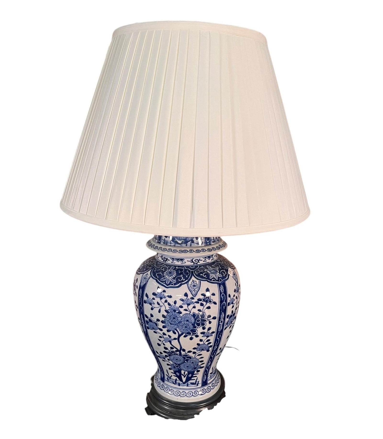 PORCELAIN BLUE/WHITE MEDALLION TEMPLE JAR LAMP (1 of 2)