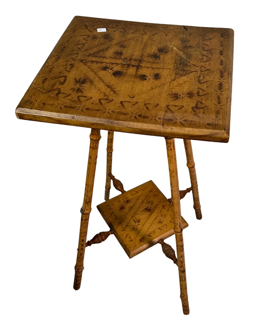 VINTAGE BURNT BAMBOO OCCASSIONAL TABLE (1 of 2)
