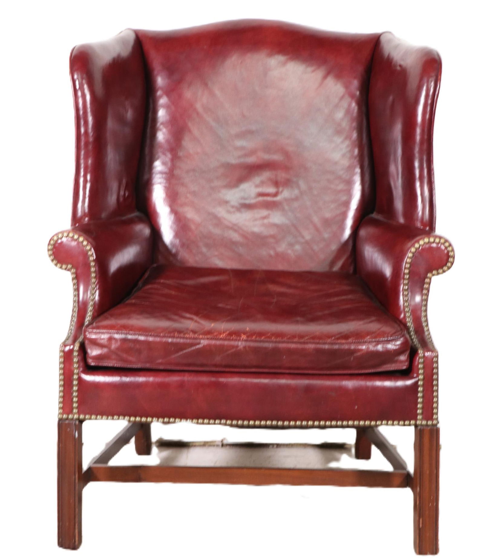 RED LEATHER WINGBACK ARMCHAIR BY WOODMARK (1 of 5)