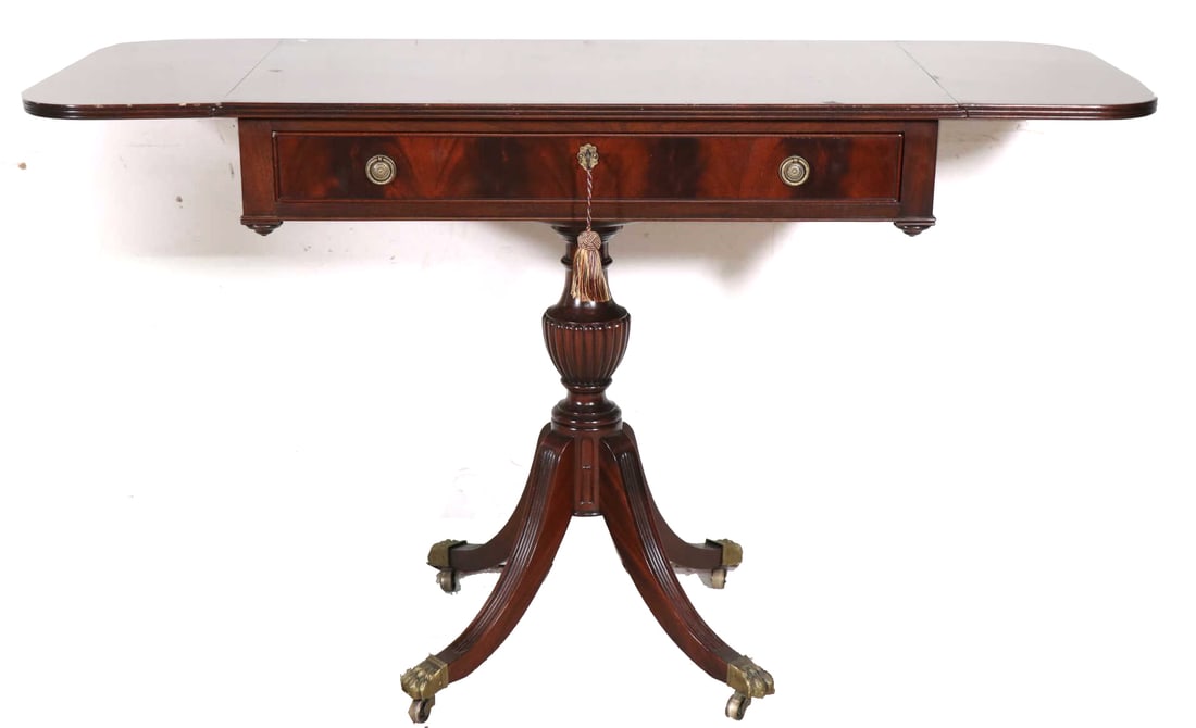 REGENCY MAHOGANY FLIP TOP SOFA TABLE (1 of 6)