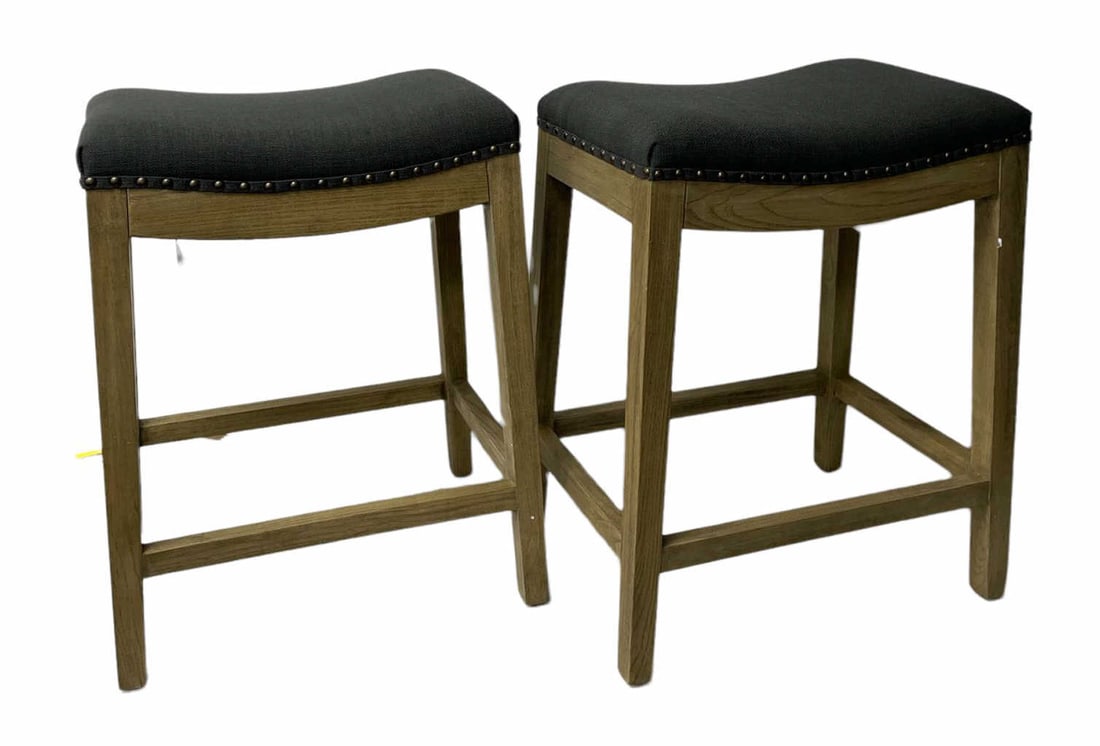 PAIR OF GRAY COUNTER STOOLS (1 of 3)