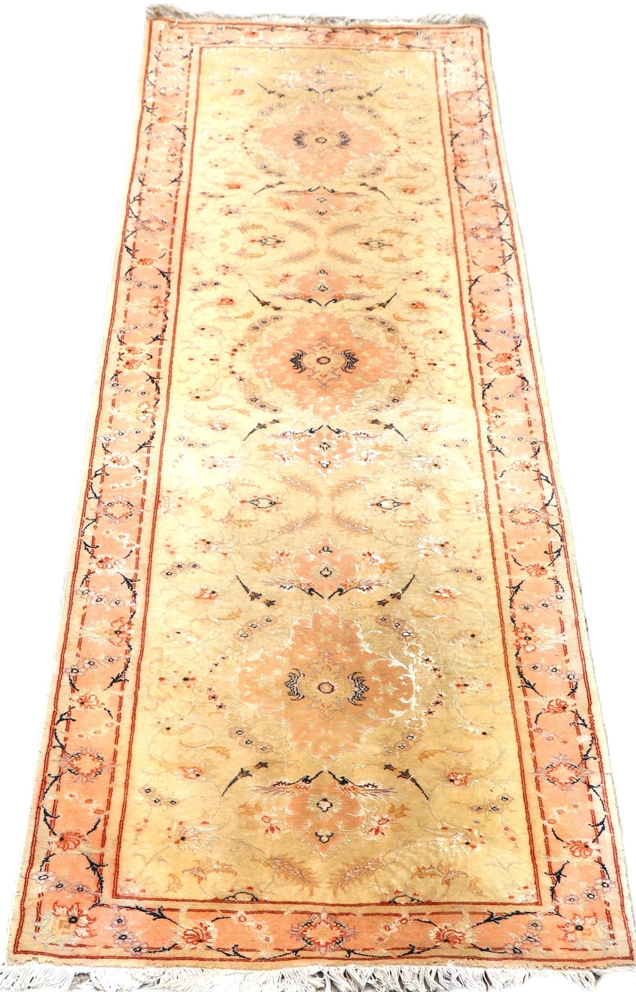 FINE HAND KNOTTED IRAN SILK AND WOOL RUNNER (1 of 7)