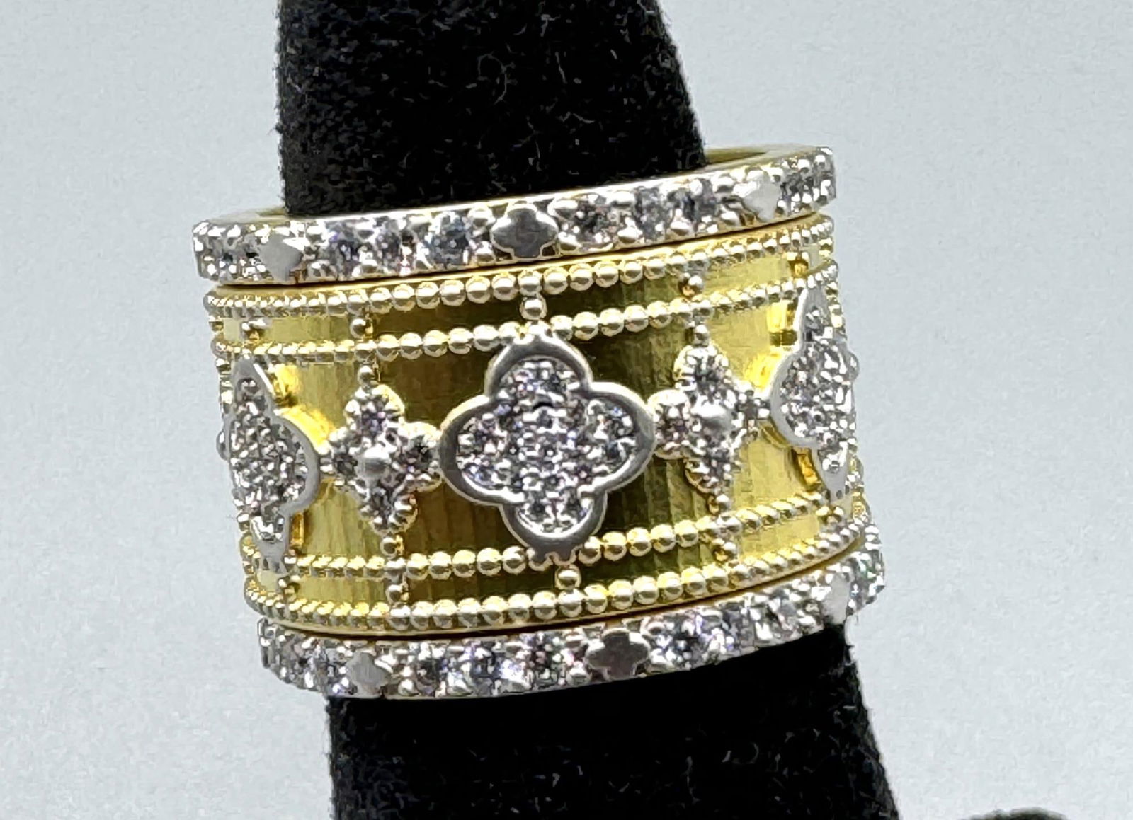 THREE-STACK SIMULATED DIAMOND GOLD WASH RING (1 of 2)