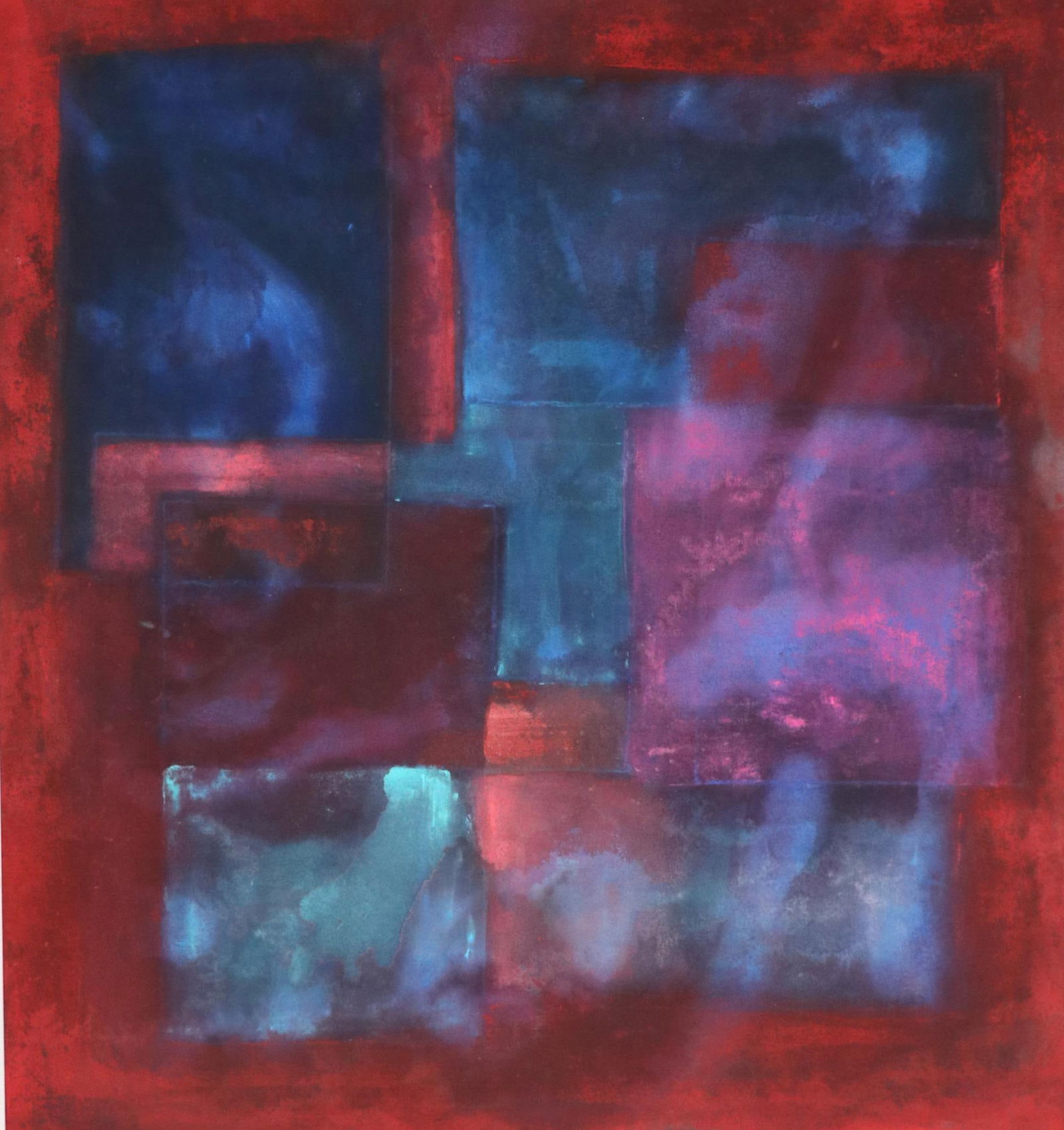 UNSIGNED ABSTRACT COMPOSITION ACRYLIC ON CANVAS (1 of 3)