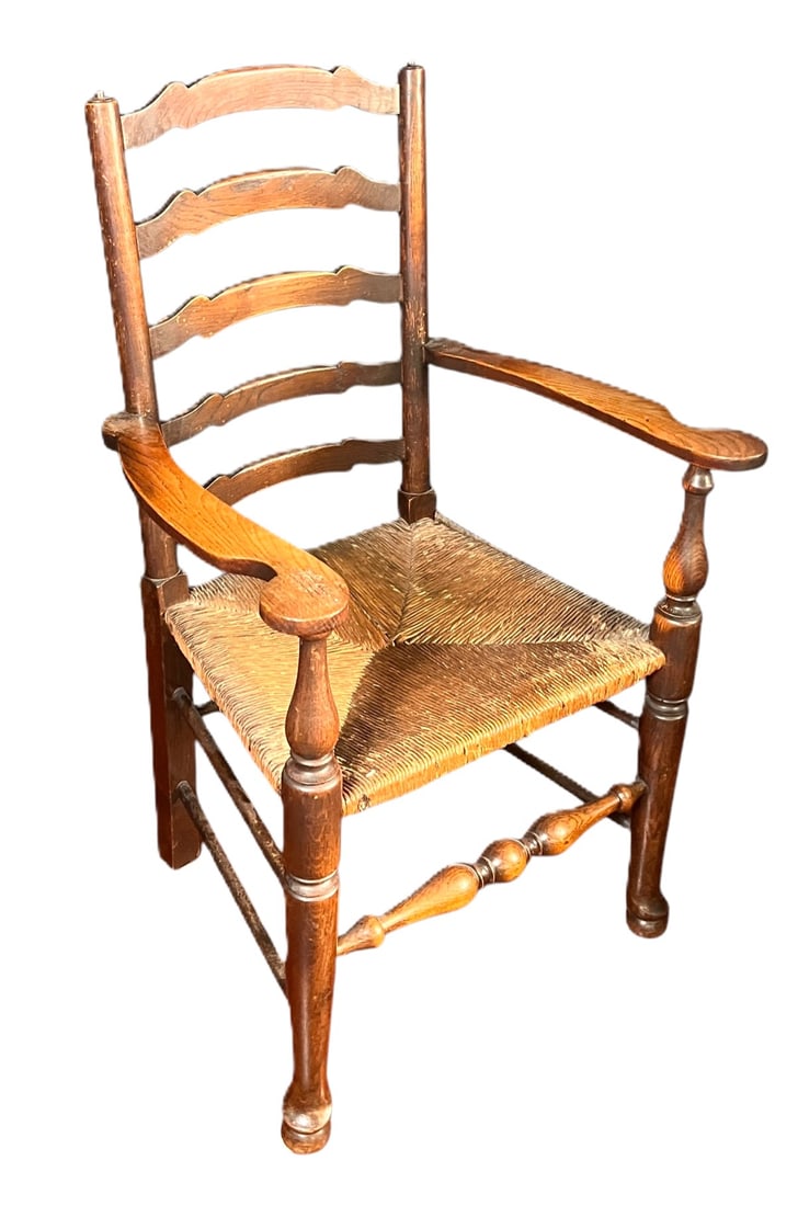 ANTIQUE ENGLISH GEORGIAN OAK LADDER BACK CHAIR (1 of 5)