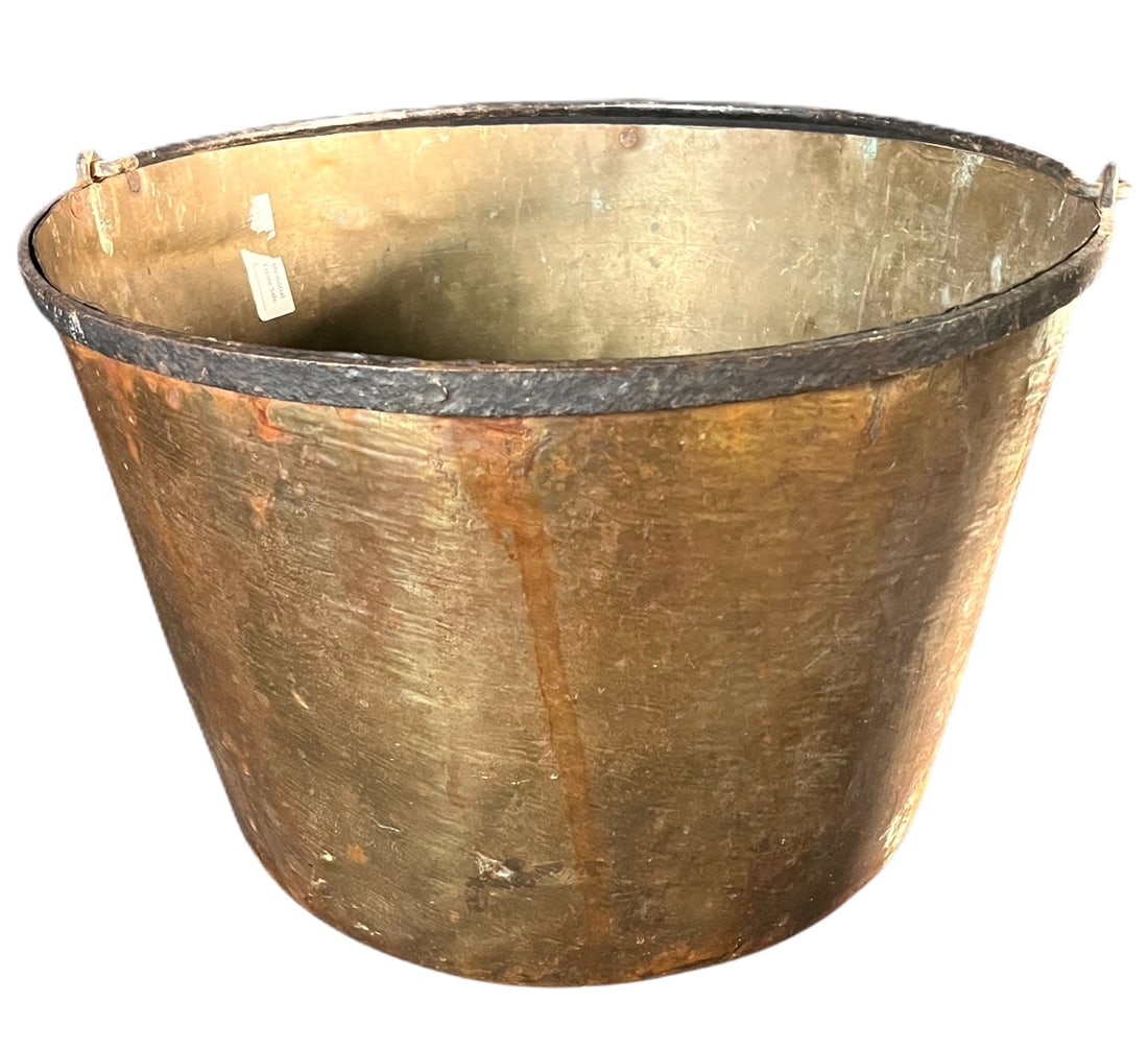 C 19TH HAYDENS SPUN BRASS BUCKET (1 of 2)