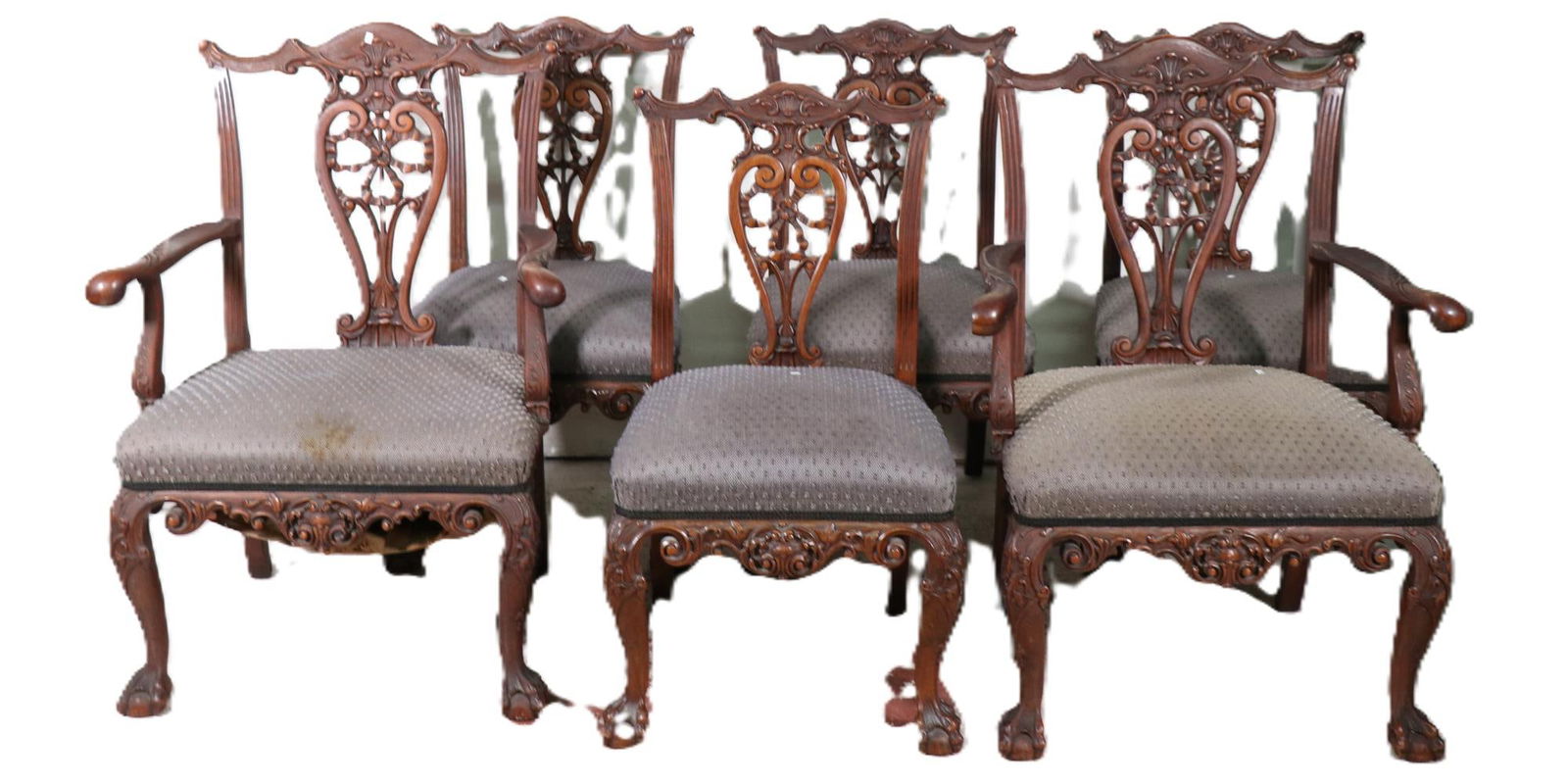 SET OF 6 CHIPPENDALE STYLE BALLAND CLAW CHAIRS (1 of 7)