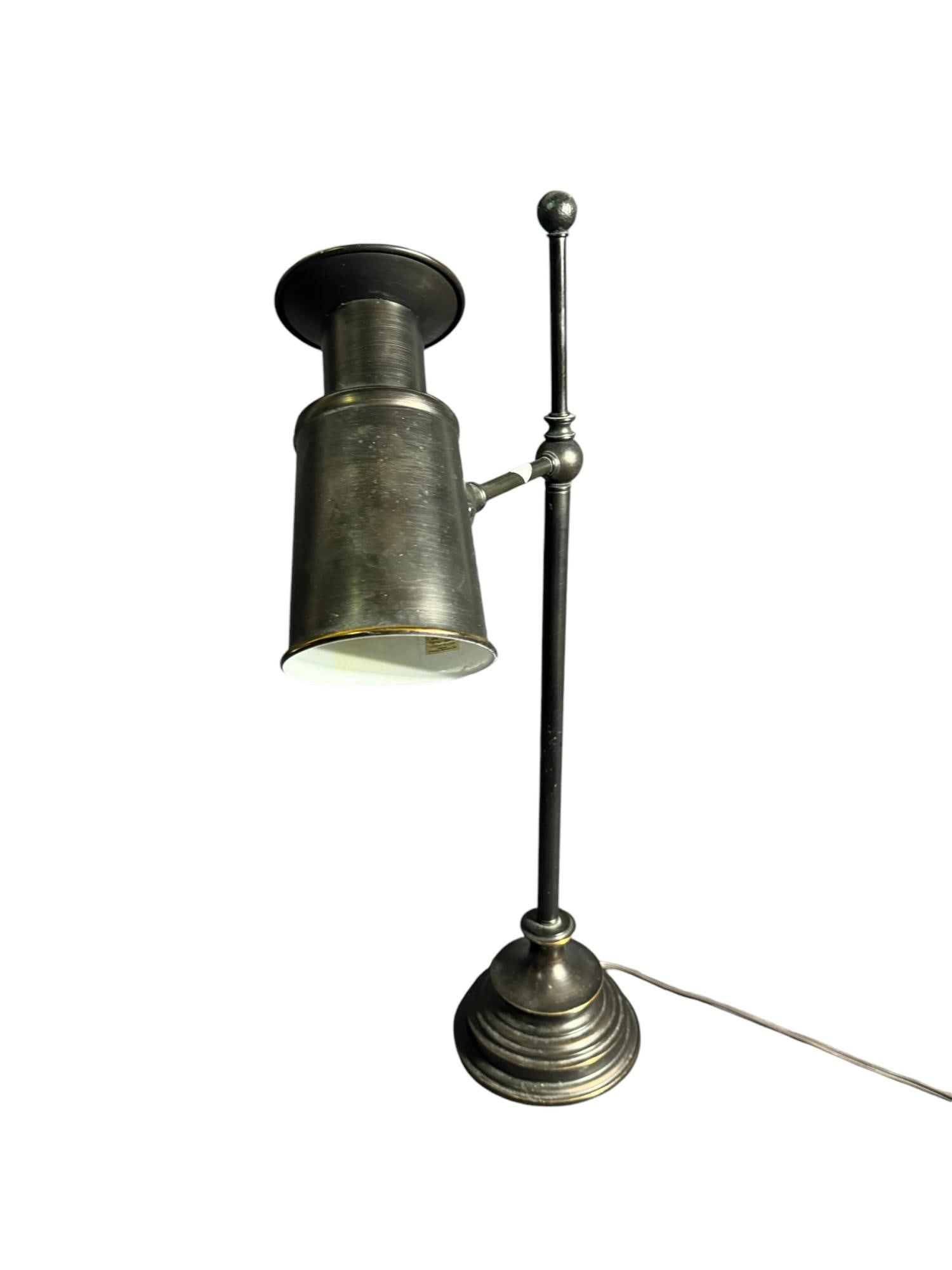 VINTAGE ANTIQUE SILVER ADJUSTABLE LAMP: VINTAGE ANTIQUE SILVER ADJUSTABLE LAMP Height: 27 in. by Width: 12 in. by Depth: 12 in.