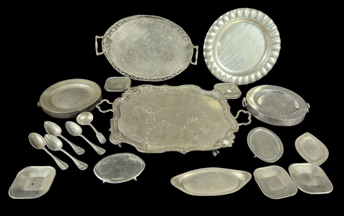 20 PCS VINTAGE PEWTER SEVING ITEMS (1 of 10)