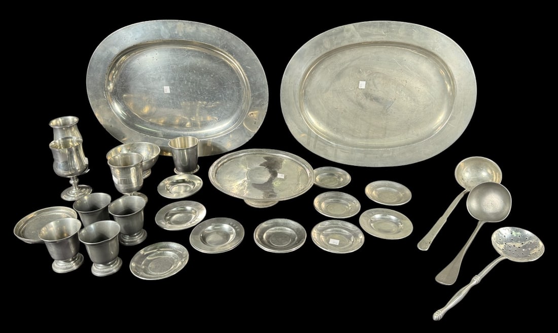 LOT OF 26-ANTIQUE PEWTER PIECES: LOT OF 26-ANTIQUE PEWTER PIECES.