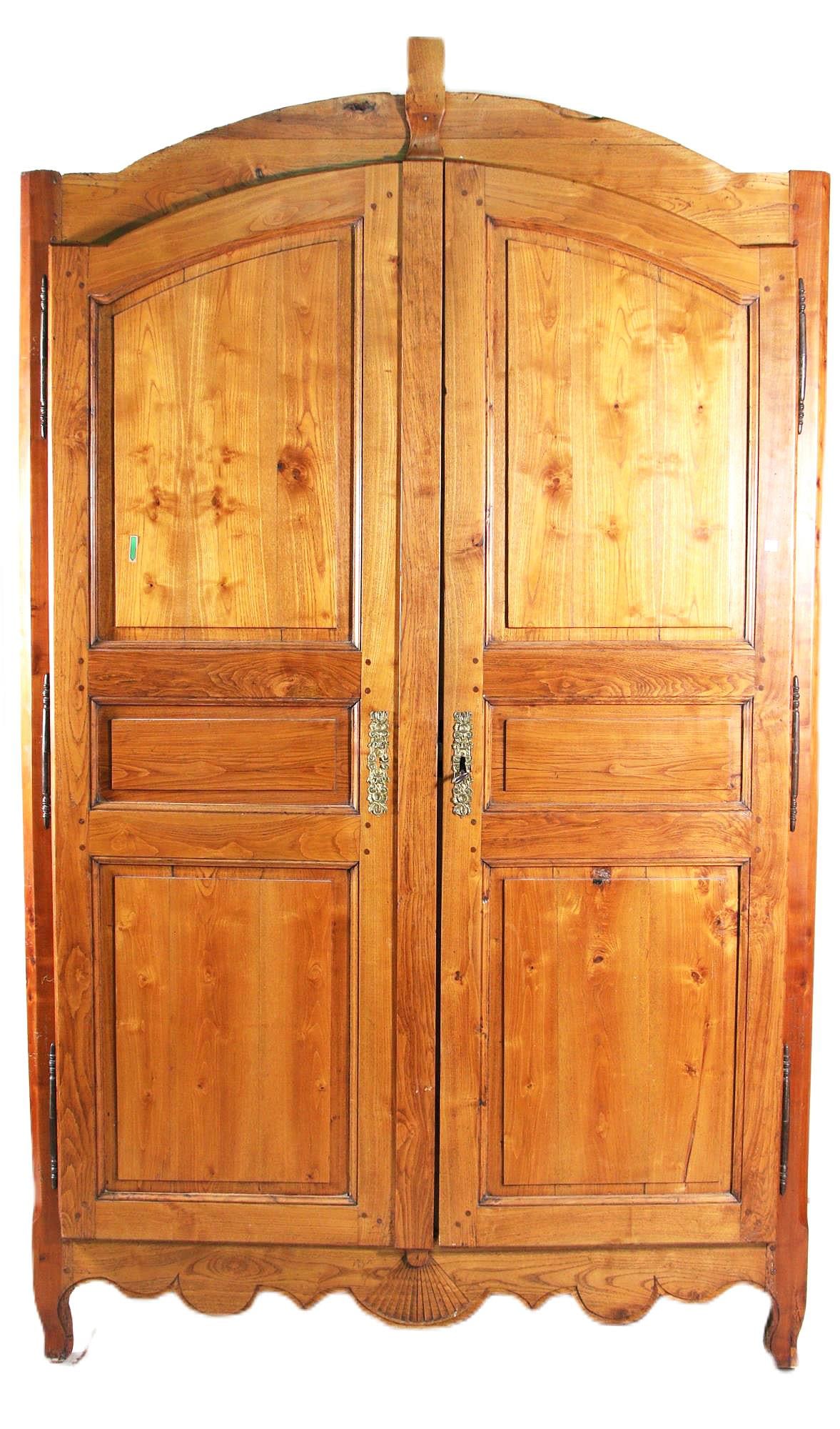 ANTIQUE COUNTRY FRENCH ARMOIRE: ANTIQUE COUNTRY FRENCH ARMOIRE. Height: 92 in. by Width: 55 in. by Depth: 26 in.