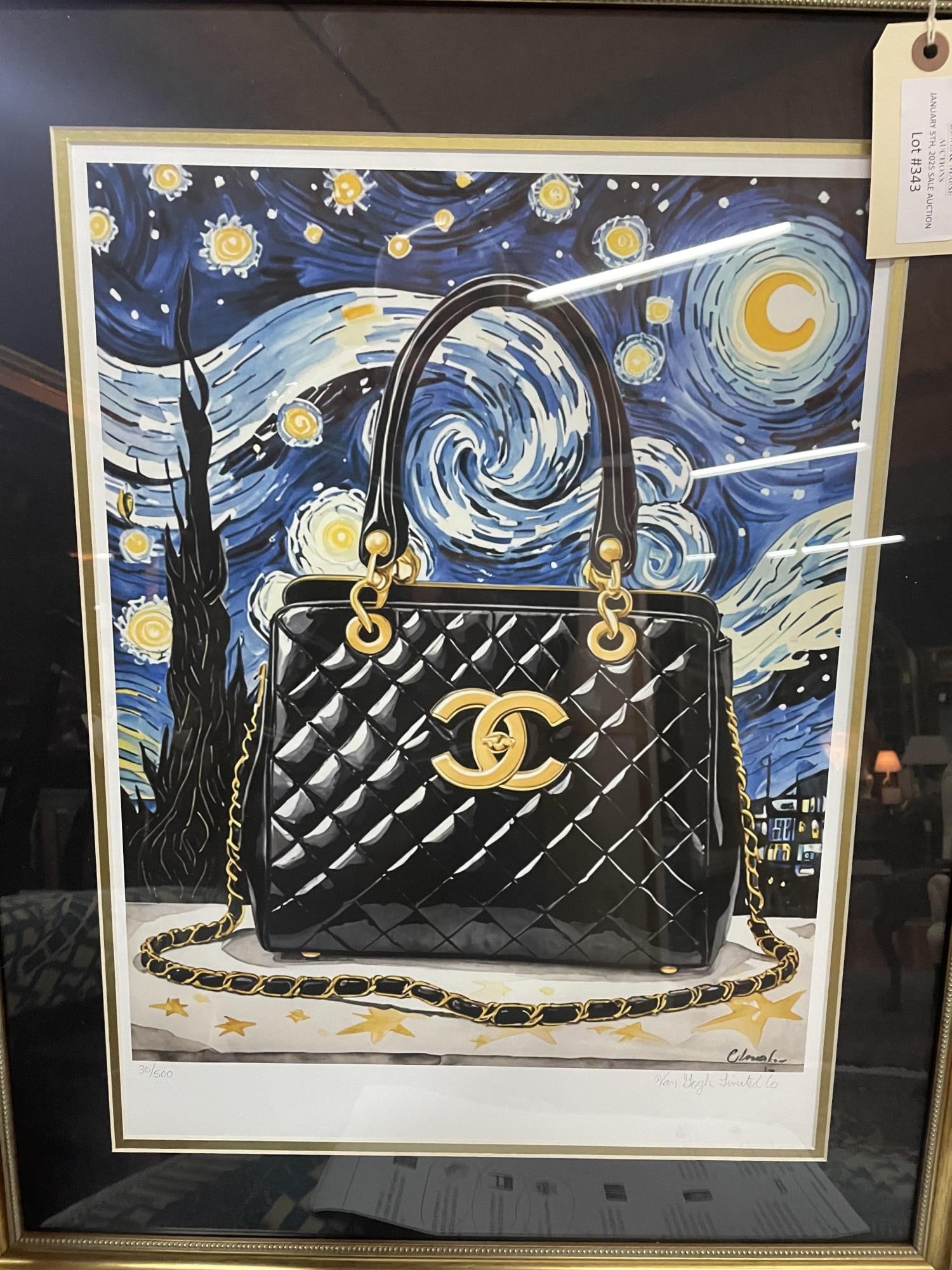CHANEL STARRY NIGHT TRIBUTE PRINT: CHANEL STARRY NIGHT TRIBUTE PRINT Height: 27 in. by Width: 21.5 in.