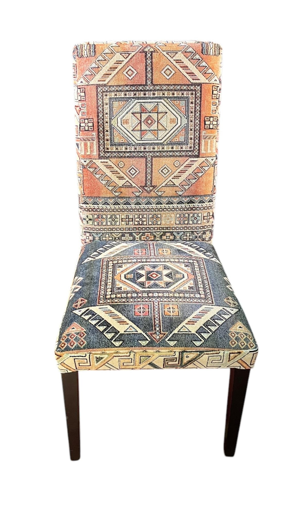 CHAIR UPHOLSTERED WITH BELGIUM RUG: CHAIR UPHOLSTERED WITH BELGIUM RUG Height: 42.5 in. by Width: 20 in. by Depth: 28 in.