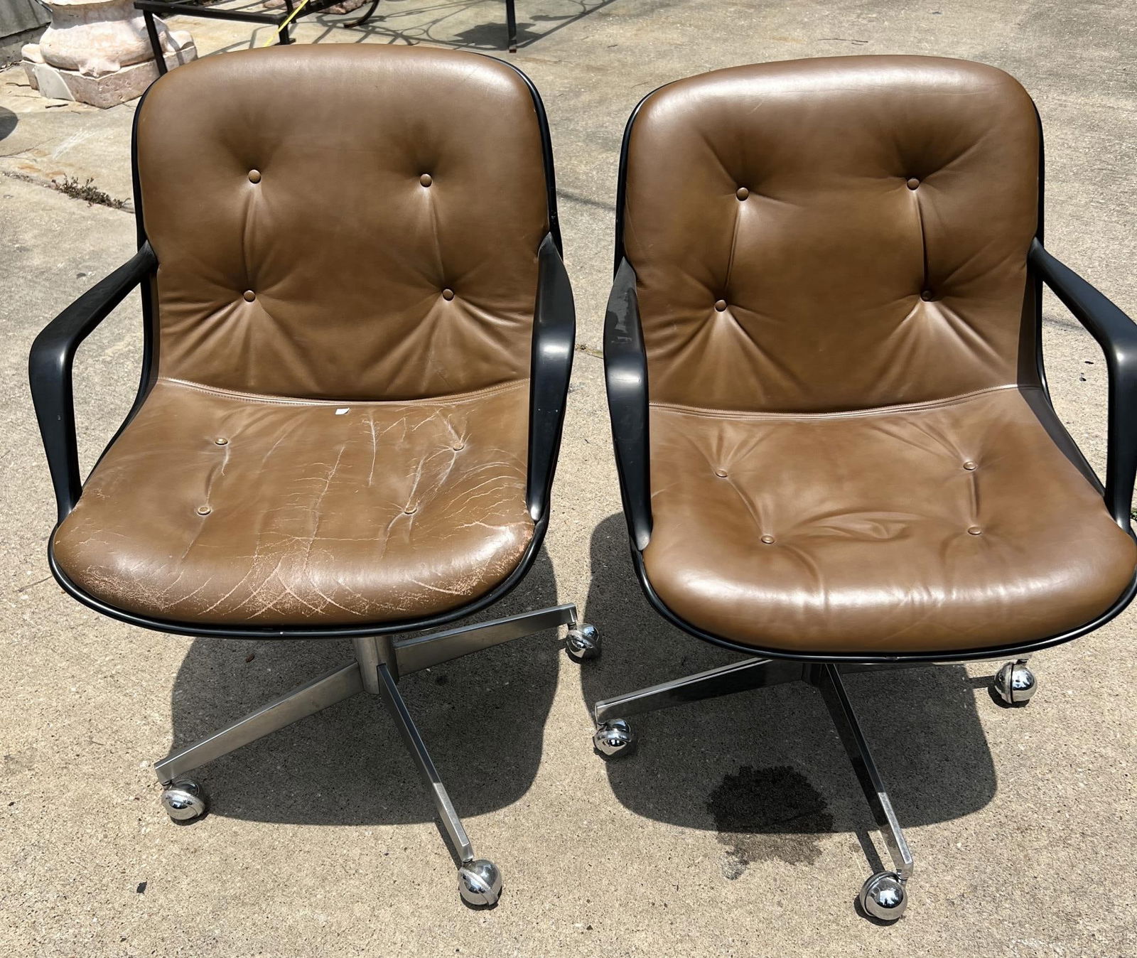 PAIR OF VINTAGE STYLECRAFT LEATHER ARMCHAIRS (1 of 2)