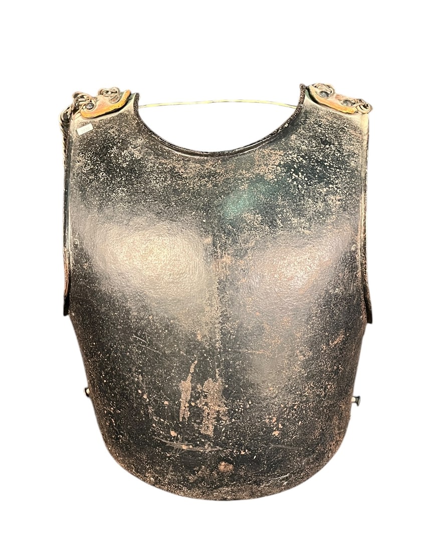 ANTIQUE ARMORED BREASTPLATE OF NAPOLEAN ERA: ANTIQUE ARMORED BREASTPLATE OF NAPOLEAN ERA Height: 14.6 in. by Width: 12.2 in. by Depth: 9 in.