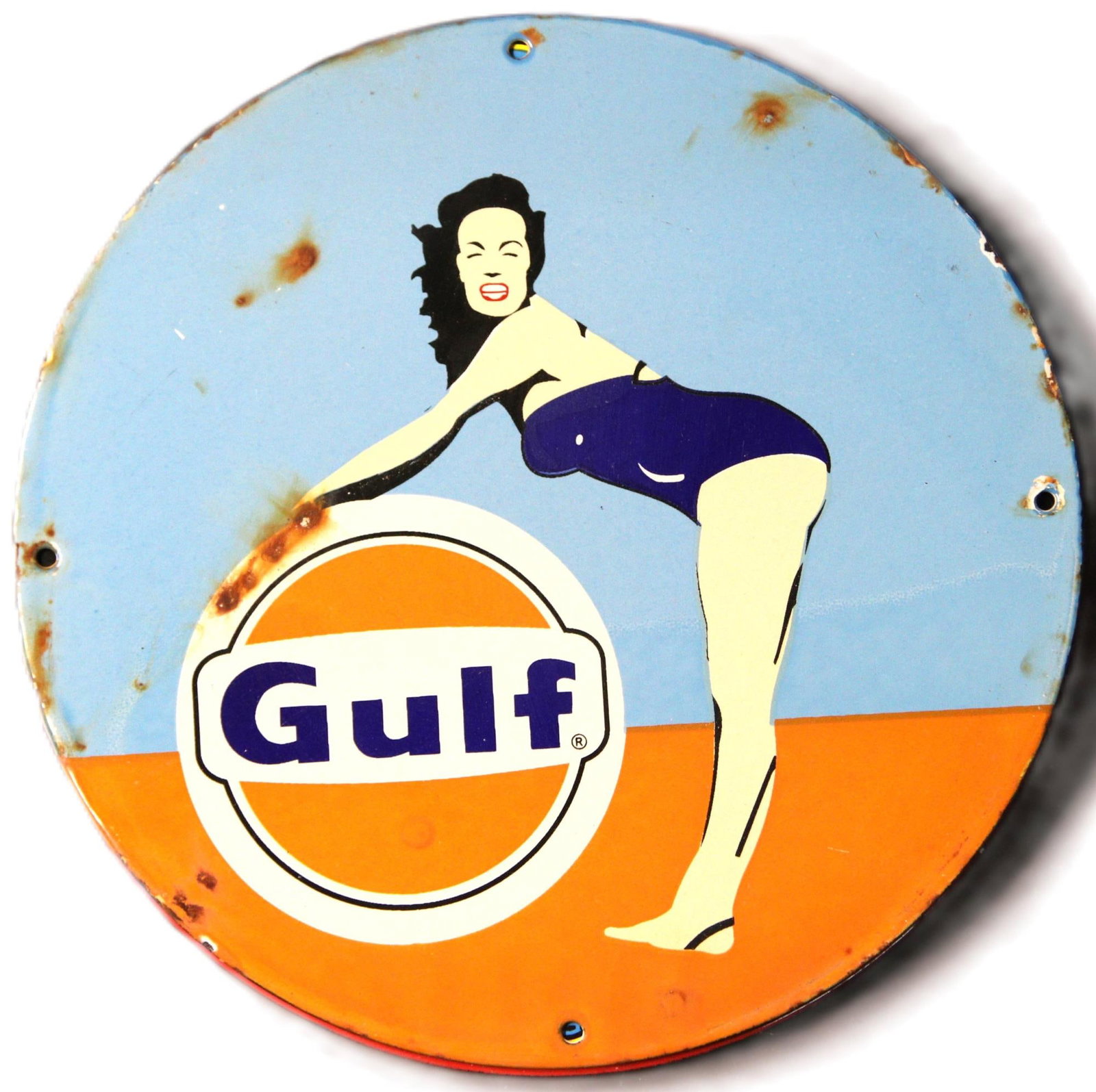 GULF METAL SIGN: GULF METAL SIGN Height: 11 3/4 in. by Width: 11 3/4 in.