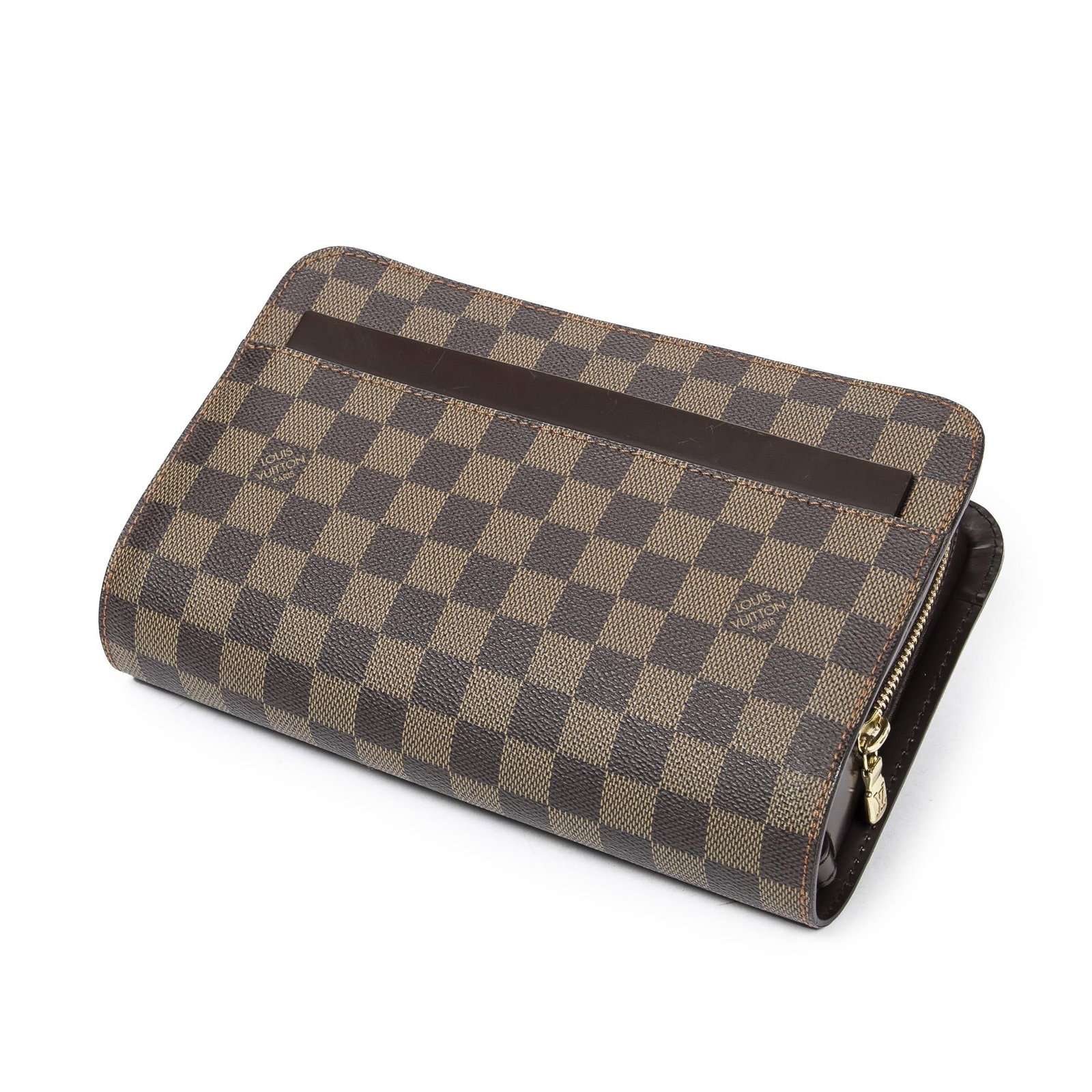 Louis Vuitton Saint Louis Handbag Accessories: Louis Vuitton Saint Louis Handbag Brown,Damier Ebene, Brown Leather Handles Golden Brass Hardware SN0088 (8th week of 2008),France AAW7670 Height: 6 in. by Width: 10 in. by Depth: 2