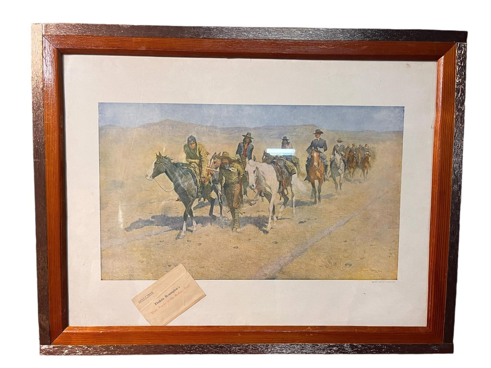 REMINGTON "PONY TRACKS IN THE BUFFALO TRAIL" PRINT: FREDERIC REMINGTON "PONY TRACKS IN THE BUFFALO TRAIL" PRINT Height: 21 in. by Width: 27 in.