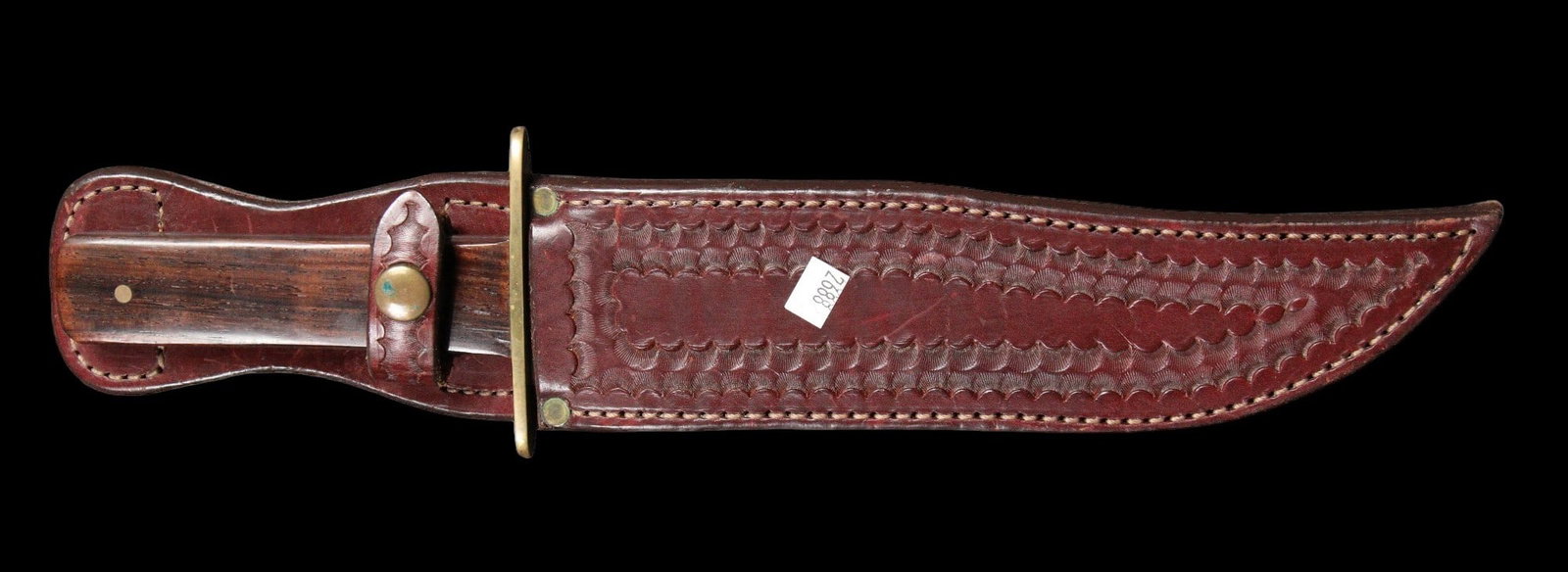 COLONEL LITTLETON BOWIE KNIFE W LEATHER SHEATHE: COLONEL LITTLETON BOWIE KNIFE W LEATHER SHEATHE AND ROSEWOOD GRIP Height: 14.5