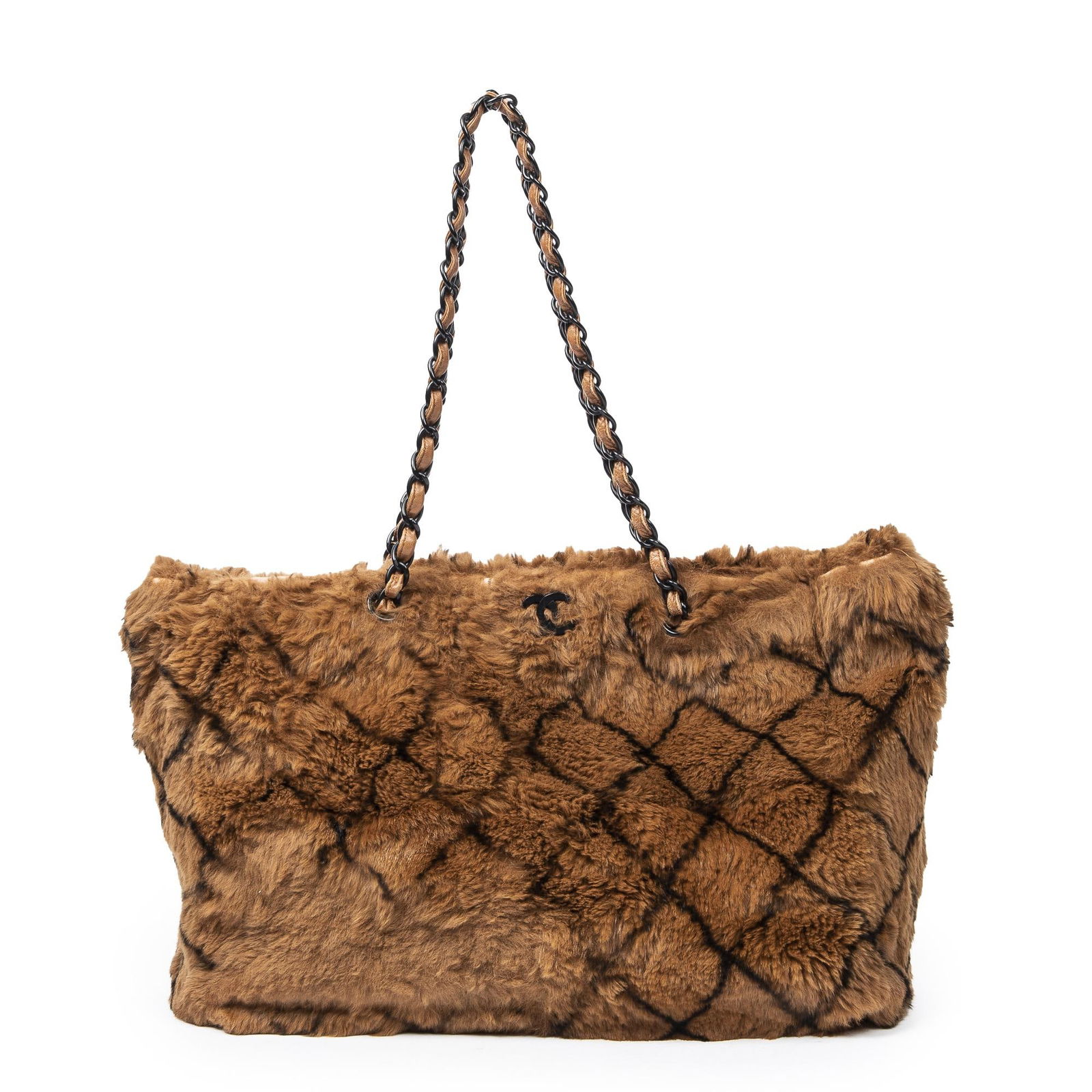 Chanel Large Fur Chain Tote Quilted Shoulder Bag (1 of 7)
