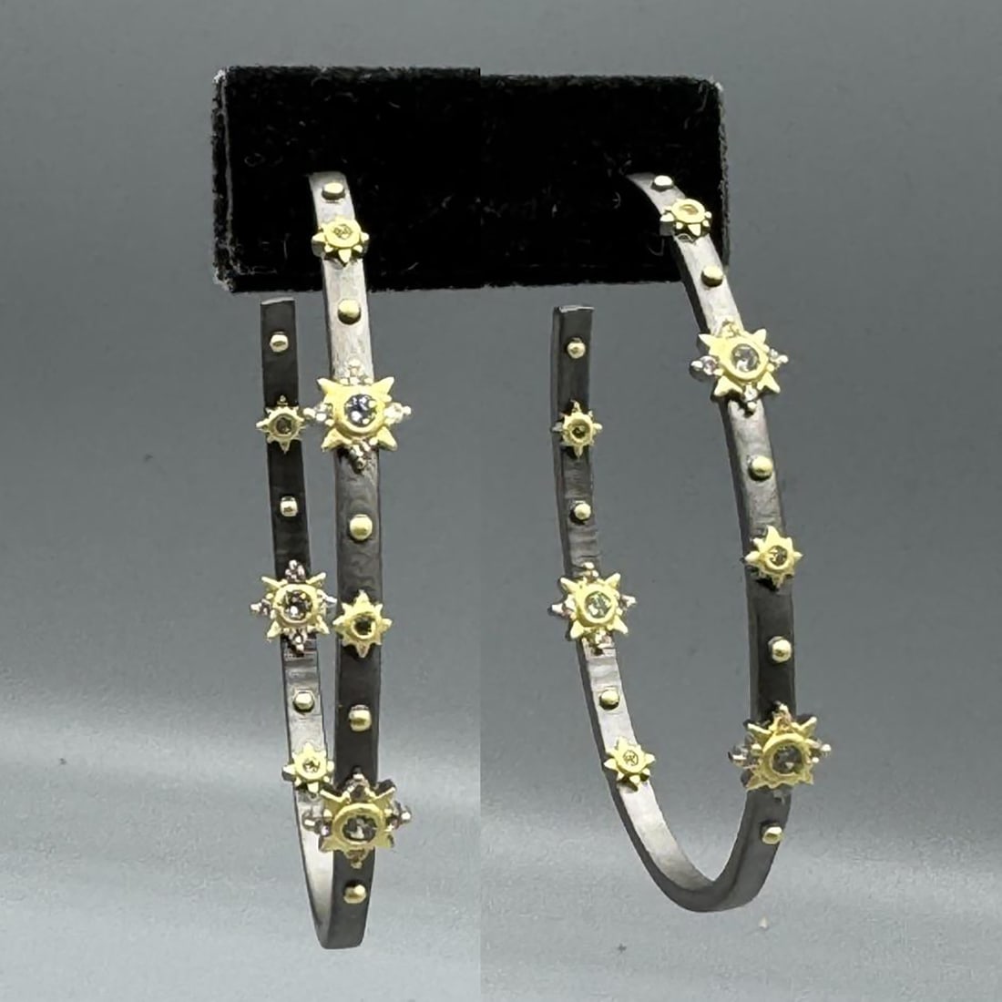 BYZANTINE STYLE 2 TONE EARRINGS: BYZANTINE STYLE 2 TONE EARRINGS