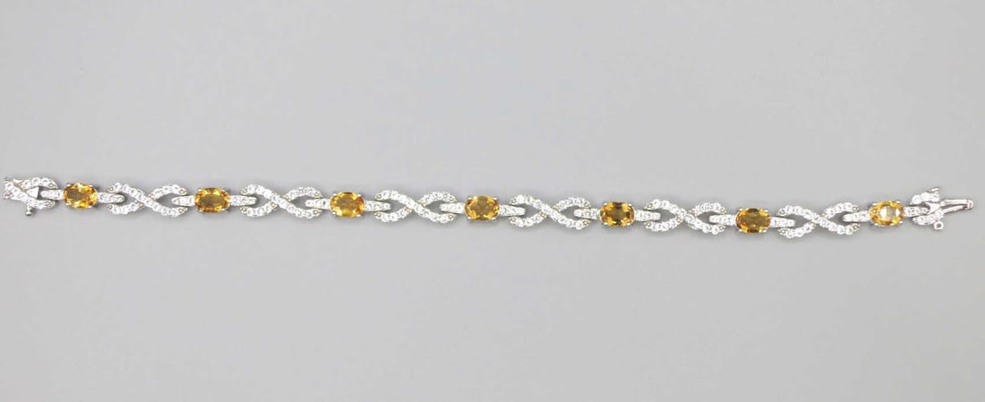CZ AMBER & DIAMOND STERLING SILVER BRACELET (1 of 6)
