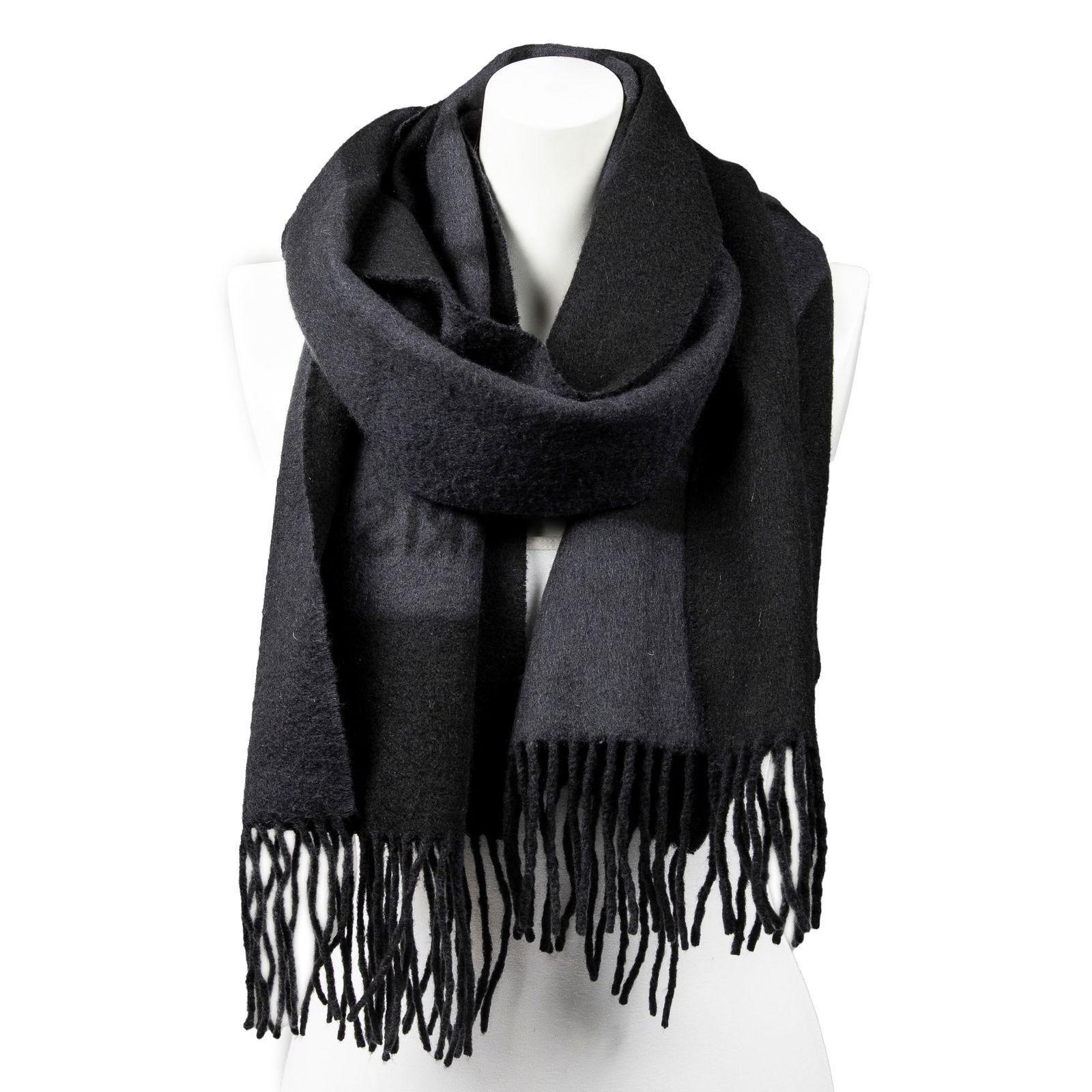 Louis Vuitton Cashmere Scarf Logo Motif Blk/Grey (1 of 2)