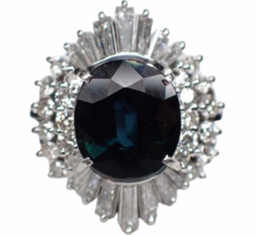 Platinum 4.05 ct Sapphire & Diamond Ring (1 of 5)