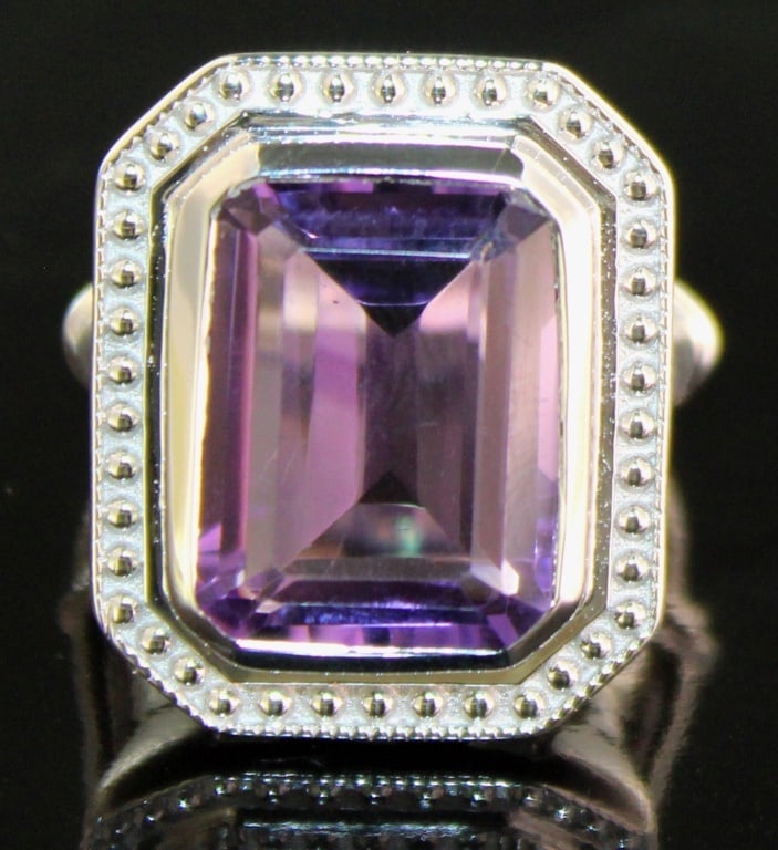 Emerald Cut 12.60 ct Natural Amethyst Ring (1 of 2)