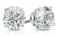 14kt Gold Round 2.00 ct Lab Diamond Stud Earrings (1 of 4)