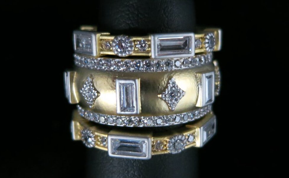 3-PIECE GILT BRASS CZ ROUND CZ PAVE TRIM RING SET (1 of 2)