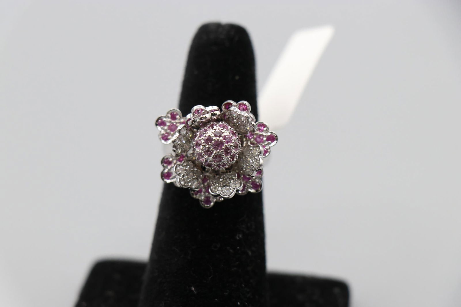 14 K WHT/GDL MOVABLE PINK SAPPHIRE & DIAMOND RING (1 of 2)