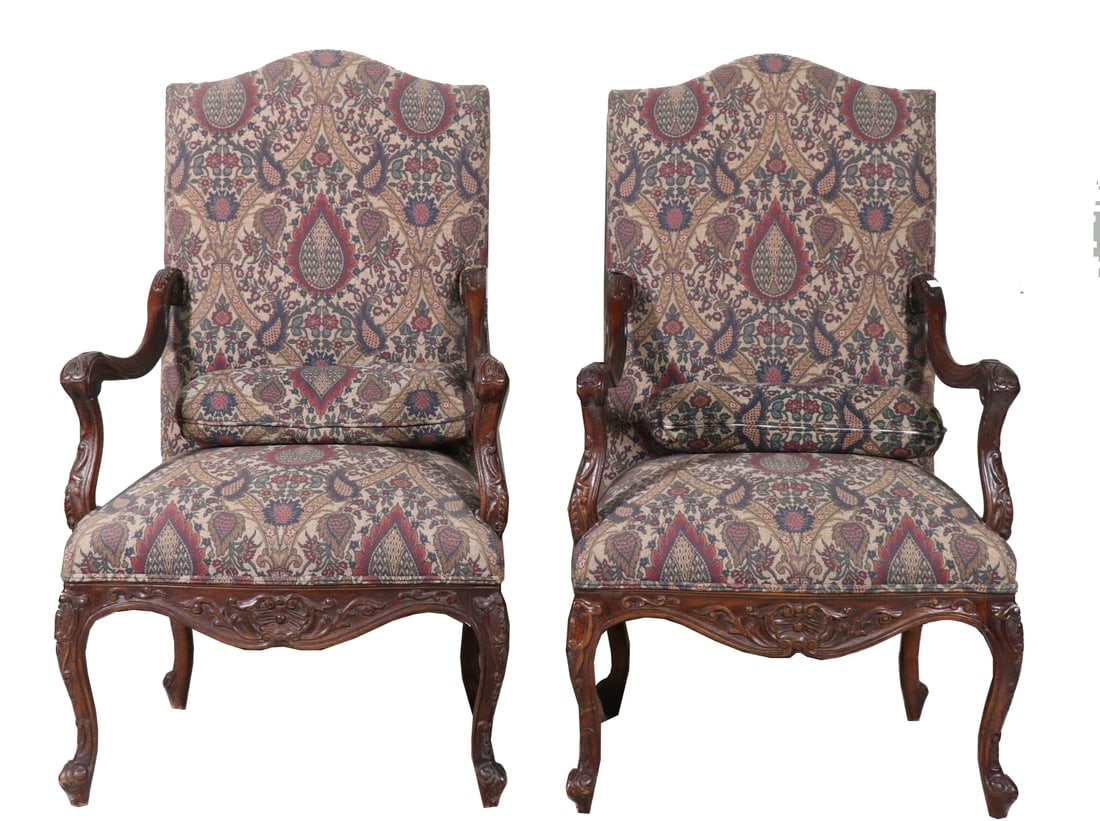 PAIR OF WOODMARK CHIPPENDALE STYLE ARMCHAIRS (1 of 9)