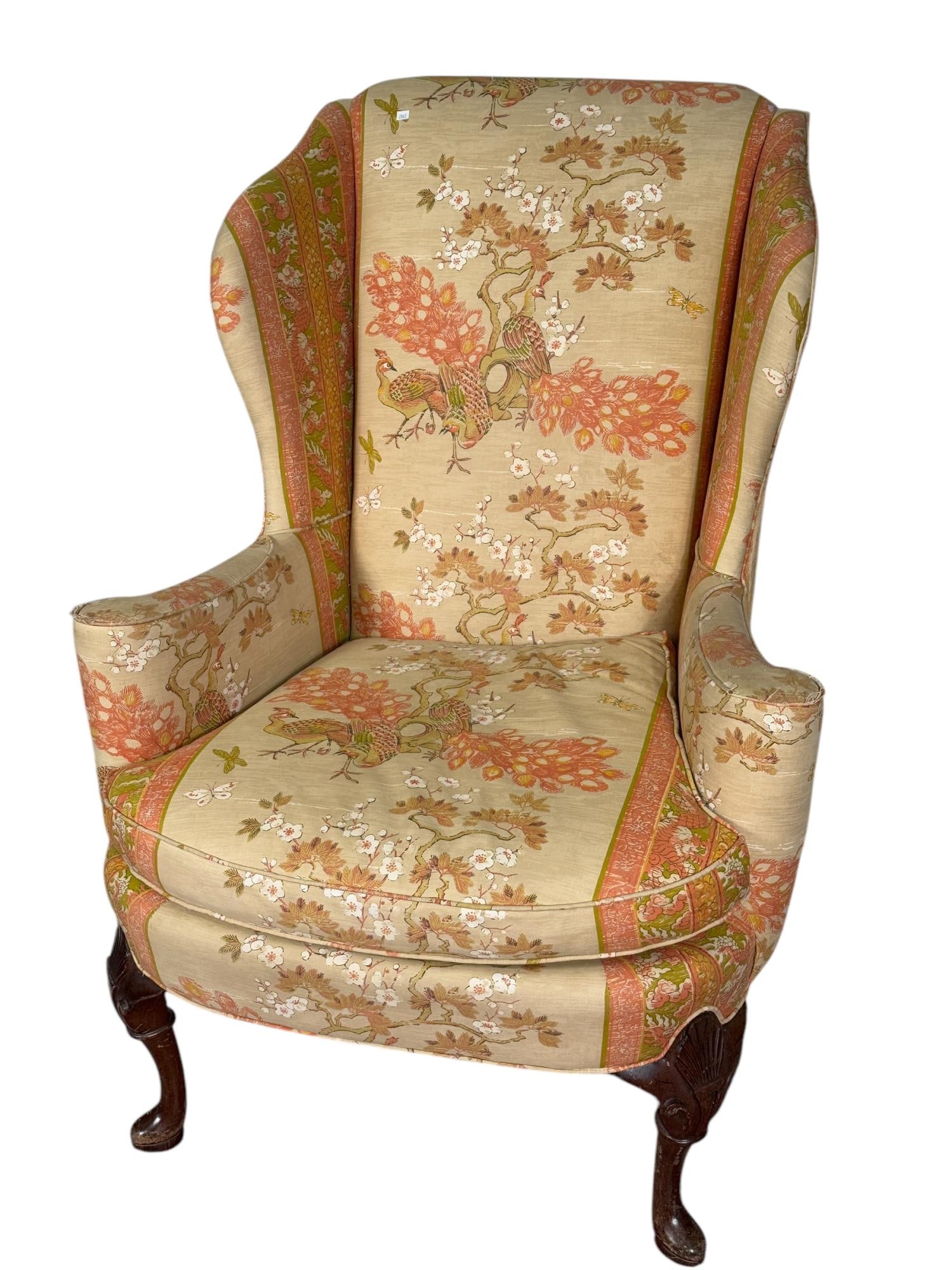 SHERRILL QUEEN ANNE STYLE WING BACK ARMCHAIR (1 of 4)